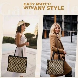 Stylish Black and Tan Woven Tote Bag